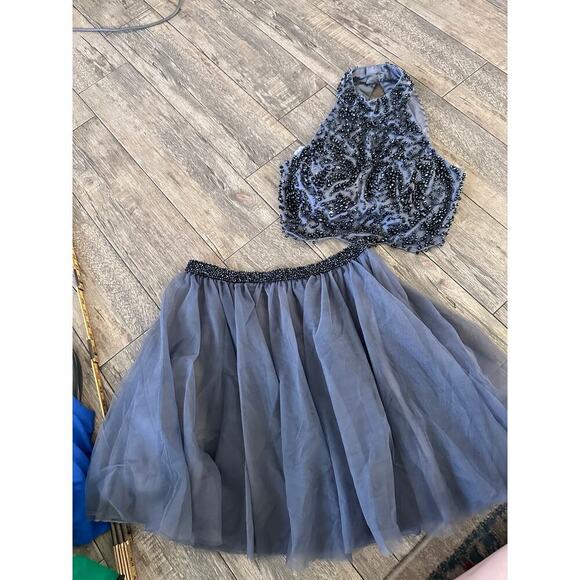 Sherri Hill Women's High Neck Beaded Two Piece Homecoming/ Prom Dress Size 8 - Picture 1 of 16